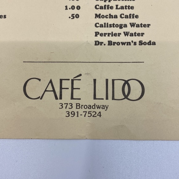 Vintage restaurant menu | Cafe Lido - Picture 3 of 5